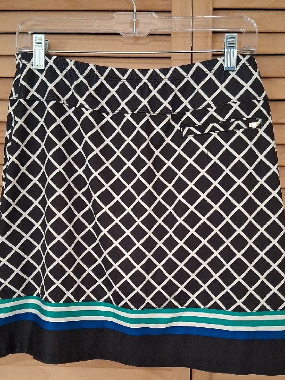 Tail Black Skort with White Lattice and Teal-Blue Stripe - Picture 2 of 9